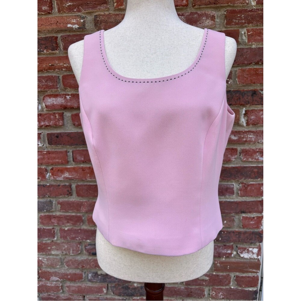 Tahari Arthur S. Levine Petite Pink Cropped Shell Top 10P Sleeveless Side Zip